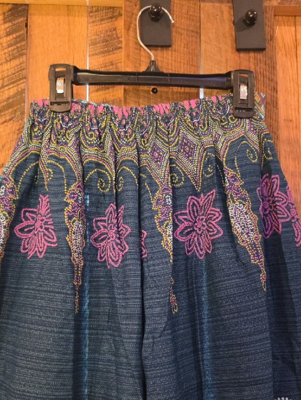 027p Boho Indigo Floral Print Harem Pants - Picture 7 of 9